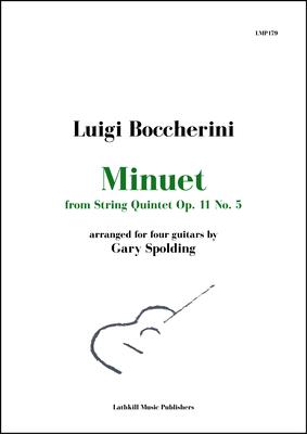 cover of Minuet from String Quintet Op. 11 No. 5 by Boccherini arranged for four guitars by Gary Spolding